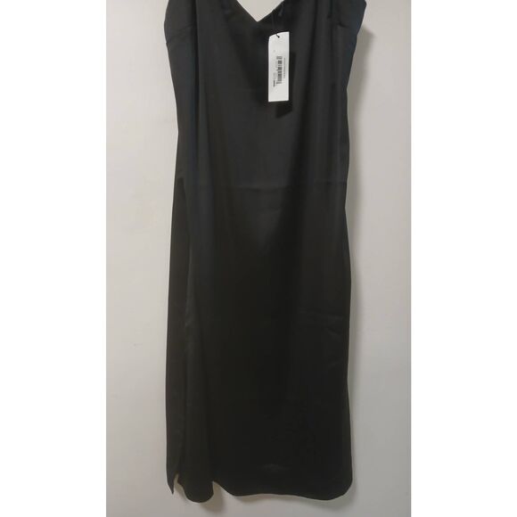 The drop womens small black midi ana slip dress romantic split - Picture 3 of 6